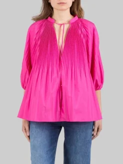 Best RED VALENTINO BLUSA SCURO IN POPELINE DI COTONE PLISSÉ Rosa