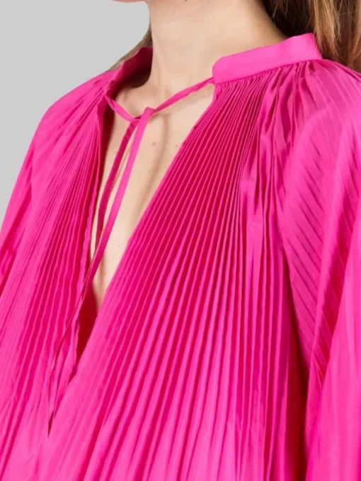 Best RED VALENTINO BLUSA SCURO IN POPELINE DI COTONE PLISSÉ Rosa