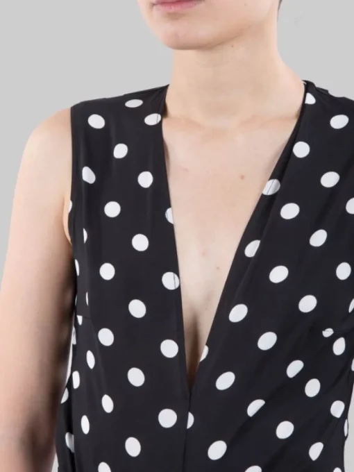 Online PINKO BODY CAMERA IN VISCOSA ELASTICIZZATA A FANTASIA POIS BIANCO E Nero