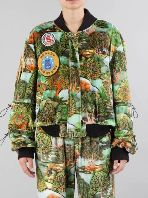 Sale 5 PROGRESS BOMBER IN VELLUTO A FANTASIA CON PATCH Verde