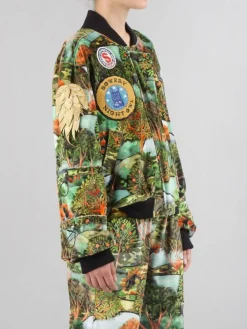 Sale 5 PROGRESS BOMBER IN VELLUTO A FANTASIA CON PATCH Verde