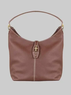 Clearance FAY BORSA HOBO IN PELLE MARTELLATA CON ICONICI GANCI Marrone