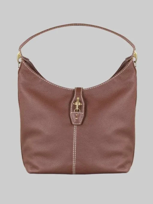 Clearance FAY BORSA HOBO IN PELLE MARTELLATA CON ICONICI GANCI Marrone