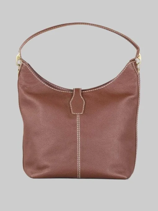 Clearance FAY BORSA HOBO IN PELLE MARTELLATA CON ICONICI GANCI Marrone