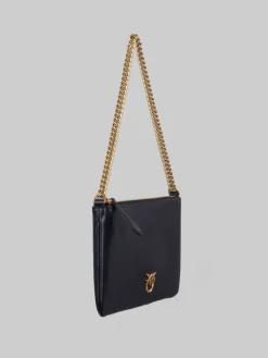 Clearance PINKO BORSA HORIZONTAL FLAT IN PELLE LISCIA NERA CON TRACOLLINA Nero