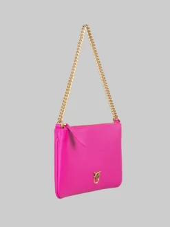 Sale PINKO BORSA HORIZONTAL FLAT IN PELLE LISCIA CON TRACOLLINA Fuxia