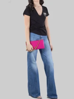 Sale PINKO BORSA HORIZONTAL FLAT IN PELLE LISCIA CON TRACOLLINA Fuxia