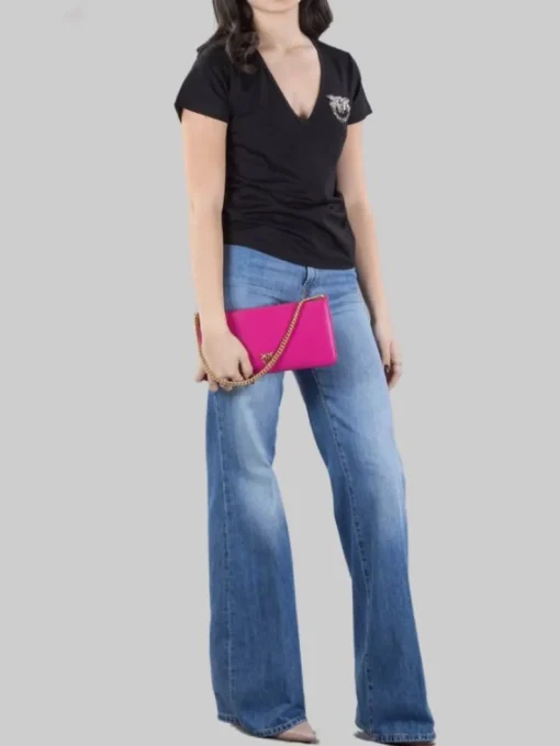 Sale PINKO BORSA HORIZONTAL FLAT IN PELLE LISCIA CON TRACOLLINA Fuxia