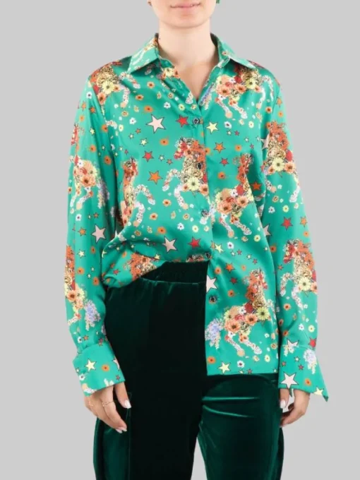 Discount 5 PROGRESS CAMICIA A FANTASIA FIORI E STELLE SU FONDO Verde