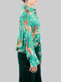 Discount 5 PROGRESS CAMICIA A FANTASIA FIORI E STELLE SU FONDO Verde