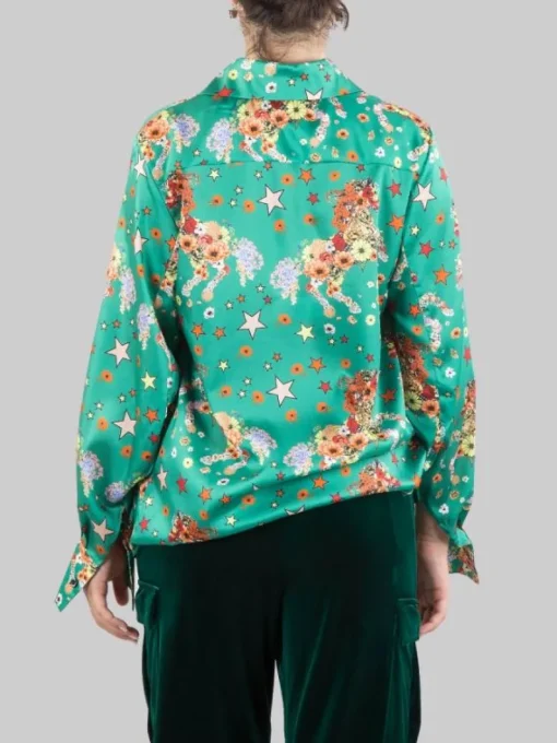 Discount 5 PROGRESS CAMICIA A FANTASIA FIORI E STELLE SU FONDO Verde