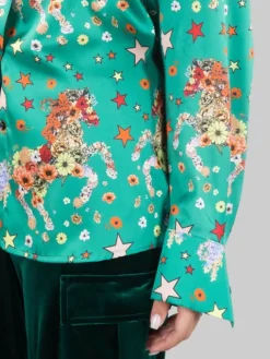 Discount 5 PROGRESS CAMICIA A FANTASIA FIORI E STELLE SU FONDO Verde