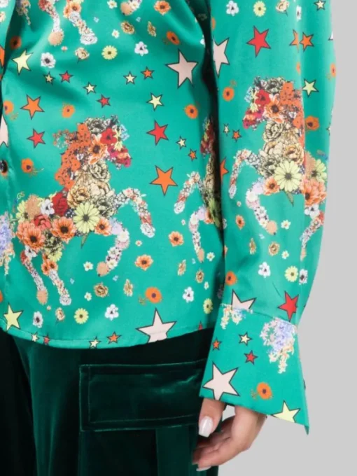Discount 5 PROGRESS CAMICIA A FANTASIA FIORI E STELLE SU FONDO Verde