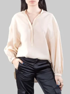 Hot RAME CAMICIA COREANA OVERSIZE IN TESSUTO FLUIDO Sabbia