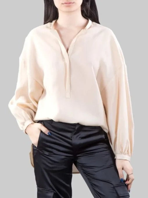 Hot RAME CAMICIA COREANA OVERSIZE IN TESSUTO FLUIDO Sabbia