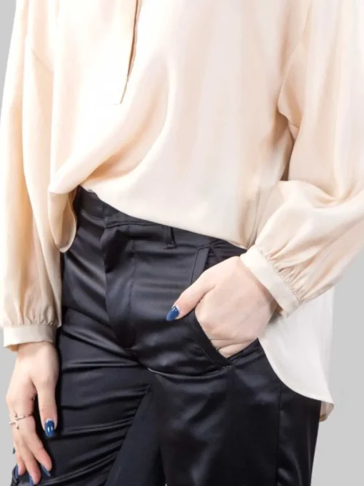 Hot RAME CAMICIA COREANA OVERSIZE IN TESSUTO FLUIDO Sabbia