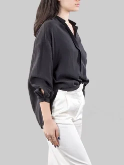 Outlet RAME CAMICIA COREANA OVERSIZE IN TESSUTO FLUIDO Nero
