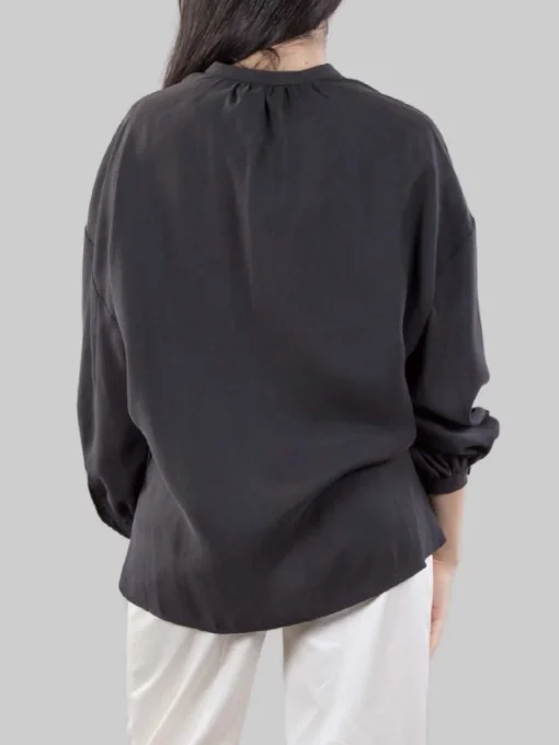 Outlet RAME CAMICIA COREANA OVERSIZE IN TESSUTO FLUIDO Nero