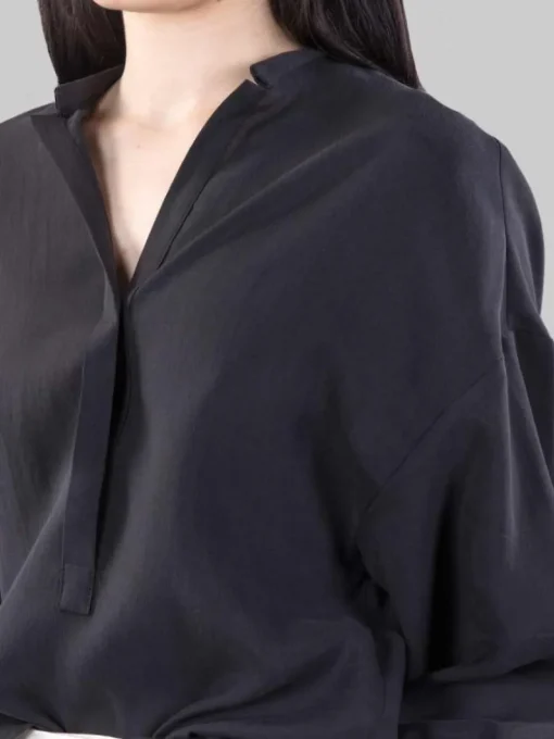 Outlet RAME CAMICIA COREANA OVERSIZE IN TESSUTO FLUIDO Nero