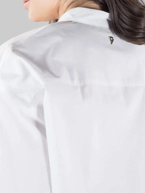 Sale DONDUP CAMICIA CORTA BIANCA CON COLLETTO ALLA COREANA MODELLO BOXY Bianco