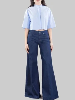 Fashion DONDUP CAMICIA CORTA CON COLLETTO ALLA COREANA MODELLO BOXY Celeste