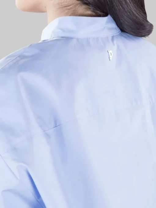 Fashion DONDUP CAMICIA CORTA CON COLLETTO ALLA COREANA MODELLO BOXY Celeste