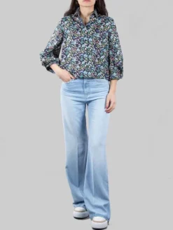 Outlet XACUS CAMICIA MARGOT A FANTASIA FIORI DI CAMPO CON MANICHE 3/4 Fioriblu