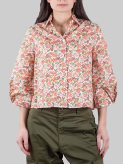 Outlet XACUS CAMICIA MARGOT A FANTASIA FIORI ROSSI SU FONDO BIANCO Fiorirossi