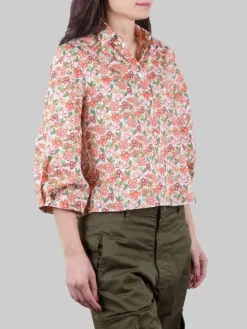Outlet XACUS CAMICIA MARGOT A FANTASIA FIORI ROSSI SU FONDO BIANCO Fiorirossi