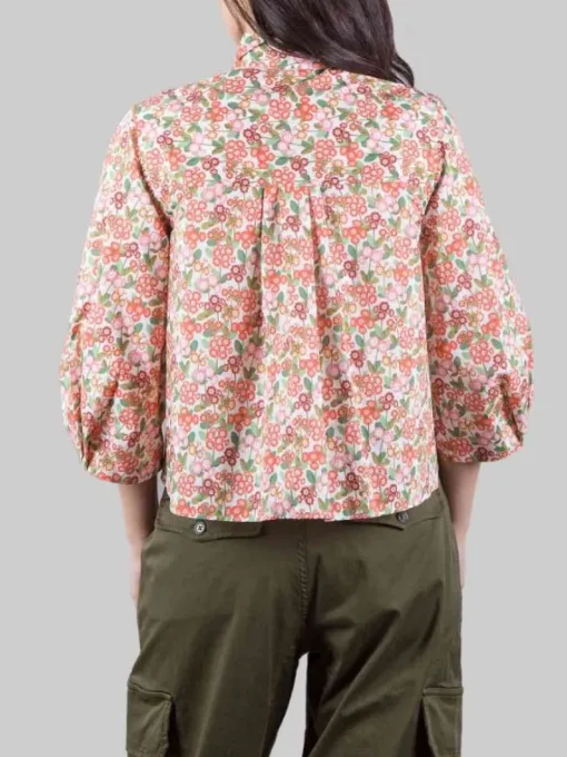 Outlet XACUS CAMICIA MARGOT A FANTASIA FIORI ROSSI SU FONDO BIANCO Fiorirossi