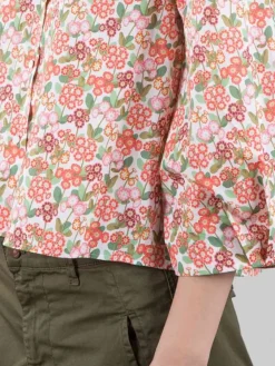 Outlet XACUS CAMICIA MARGOT A FANTASIA FIORI ROSSI SU FONDO BIANCO Fiorirossi