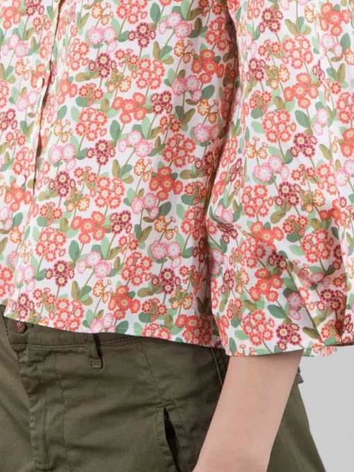 Outlet XACUS CAMICIA MARGOT A FANTASIA FIORI ROSSI SU FONDO BIANCO Fiorirossi