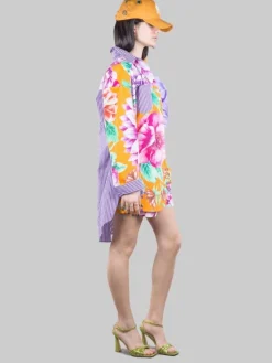 Clearance GINA GORGEOUS CAMICIA OVERSIZE A RIGHE E FIORI Fantasia