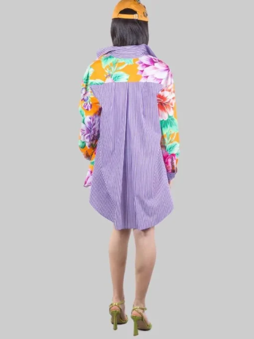 Clearance GINA GORGEOUS CAMICIA OVERSIZE A RIGHE E FIORI Fantasia