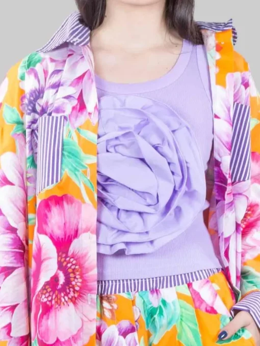 Clearance GINA GORGEOUS CAMICIA OVERSIZE A RIGHE E FIORI Fantasia