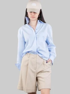 Online MARIA VITTORIA PAOLILLO CAMICIA OVERSIZE IN POPELINE DI COTONE CON TASCHINO Celeste