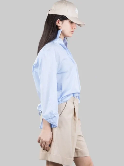 Online MARIA VITTORIA PAOLILLO CAMICIA OVERSIZE IN POPELINE DI COTONE CON TASCHINO Celeste
