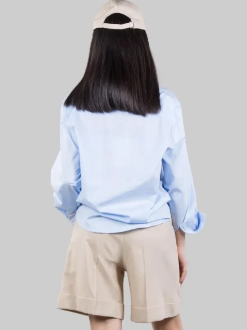 Online MARIA VITTORIA PAOLILLO CAMICIA OVERSIZE IN POPELINE DI COTONE CON TASCHINO Celeste