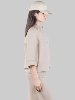 Online MARIA VITTORIA PAOLILLO CAMICIA POLO SABBIA IN MORBIDO TESSUTO LINO E VISCOSA CON FRANGE Avorio