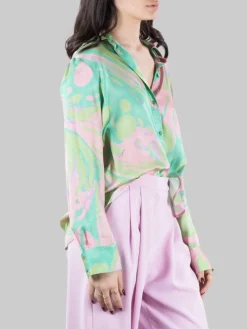 Best PINKO CAMICIA SMORZARE OVERSIZE A FANTASIA SU FONDO VERDE Fantasiaverde
