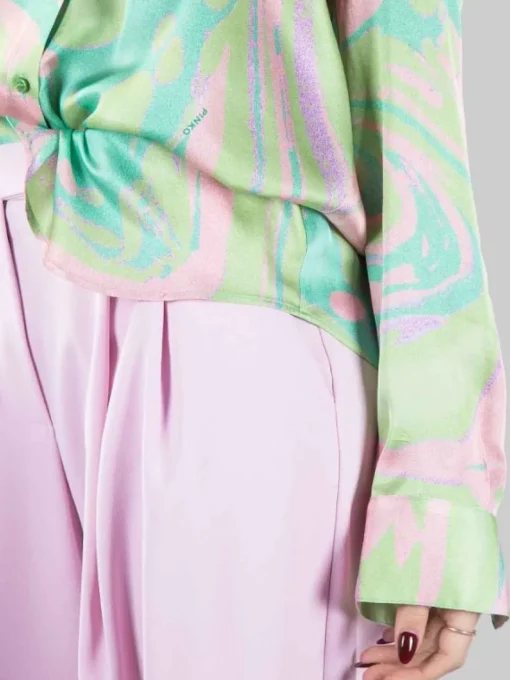 Best PINKO CAMICIA SMORZARE OVERSIZE A FANTASIA SU FONDO VERDE Fantasiaverde