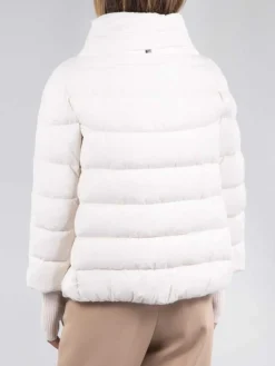 New HERNO CAPPA CORTA EFFETTO SUEDE CON MANICOTTI Avorio