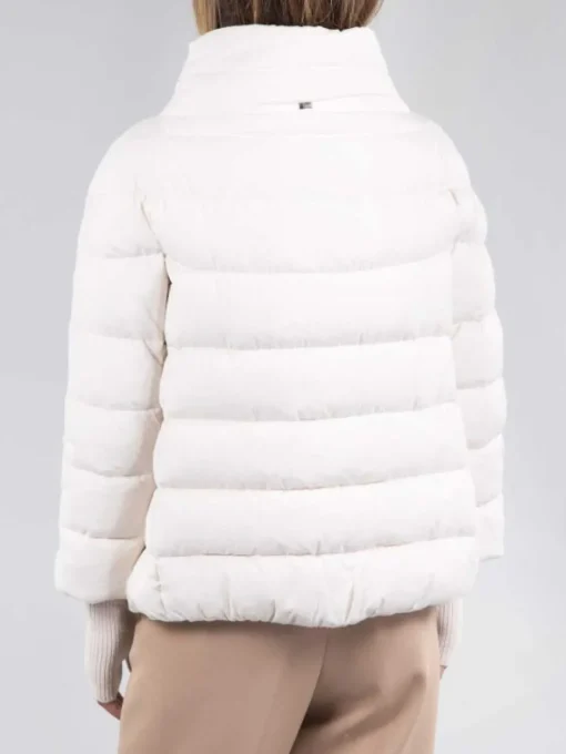 New HERNO CAPPA CORTA EFFETTO SUEDE CON MANICOTTI Avorio