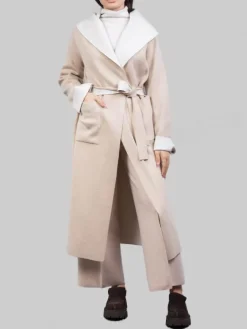 Fashion D.EXTERIOR CAPPOTTO A VESTAGLIA CON AMPIO COLLO SCIALLATO E CINTURA IN VITA Beige