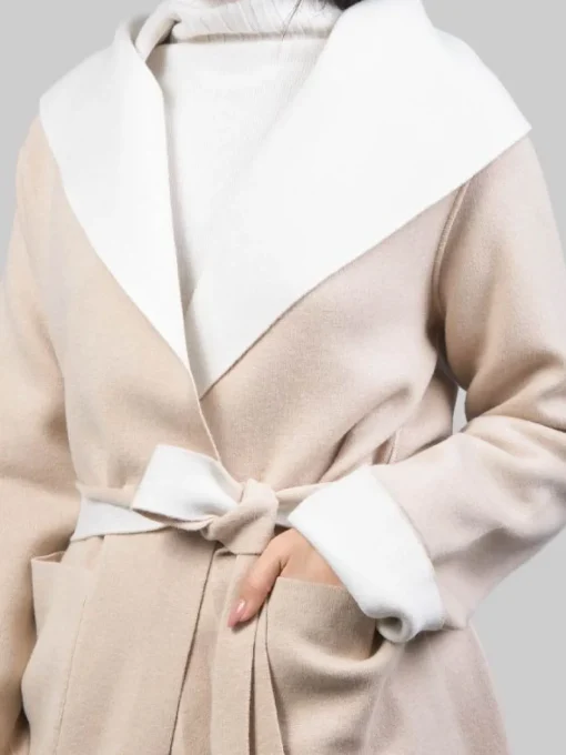 Fashion D.EXTERIOR CAPPOTTO A VESTAGLIA CON AMPIO COLLO SCIALLATO E CINTURA IN VITA Beige