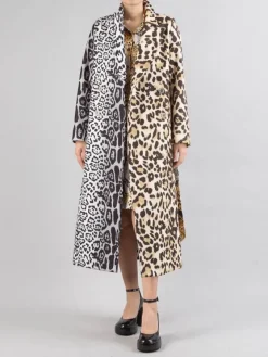Outlet 5 PROGRESS CAPPOTTO DOPPIOPETTO A FANTASIA CON CINTURA IN VITA Animalier
