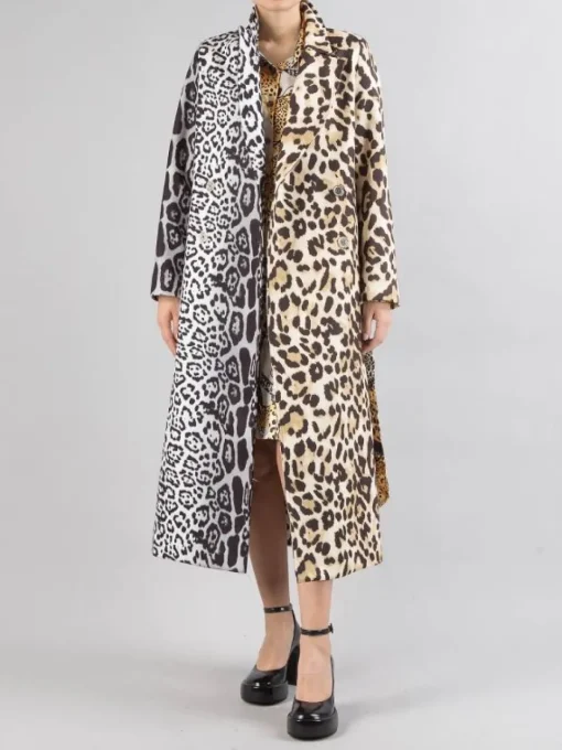 Outlet 5 PROGRESS CAPPOTTO DOPPIOPETTO A FANTASIA CON CINTURA IN VITA Animalier
