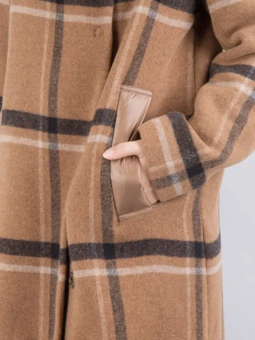Clearance VIOLANTI CAPPOTTO IN MISTO LANA CON INSERTI IN PIUMINO Marrone
