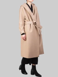 Online HARRIS WHARF LONDON CAPPOTTO LUNGO "A VESTAGLIA" IN LANA VERGINE PRESSATA CON CINTURA Cammello