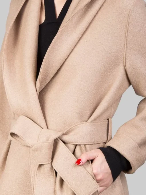 Online HARRIS WHARF LONDON CAPPOTTO LUNGO "A VESTAGLIA" IN LANA VERGINE PRESSATA CON CINTURA Cammello